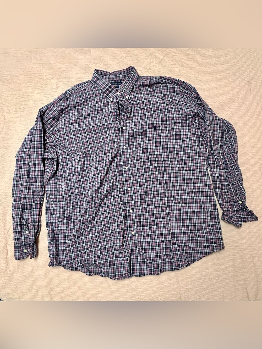 Polo Ralph Lauren 4XLT Plaid Button Down Shirt 100% Cotton Stretch Big & Tall
